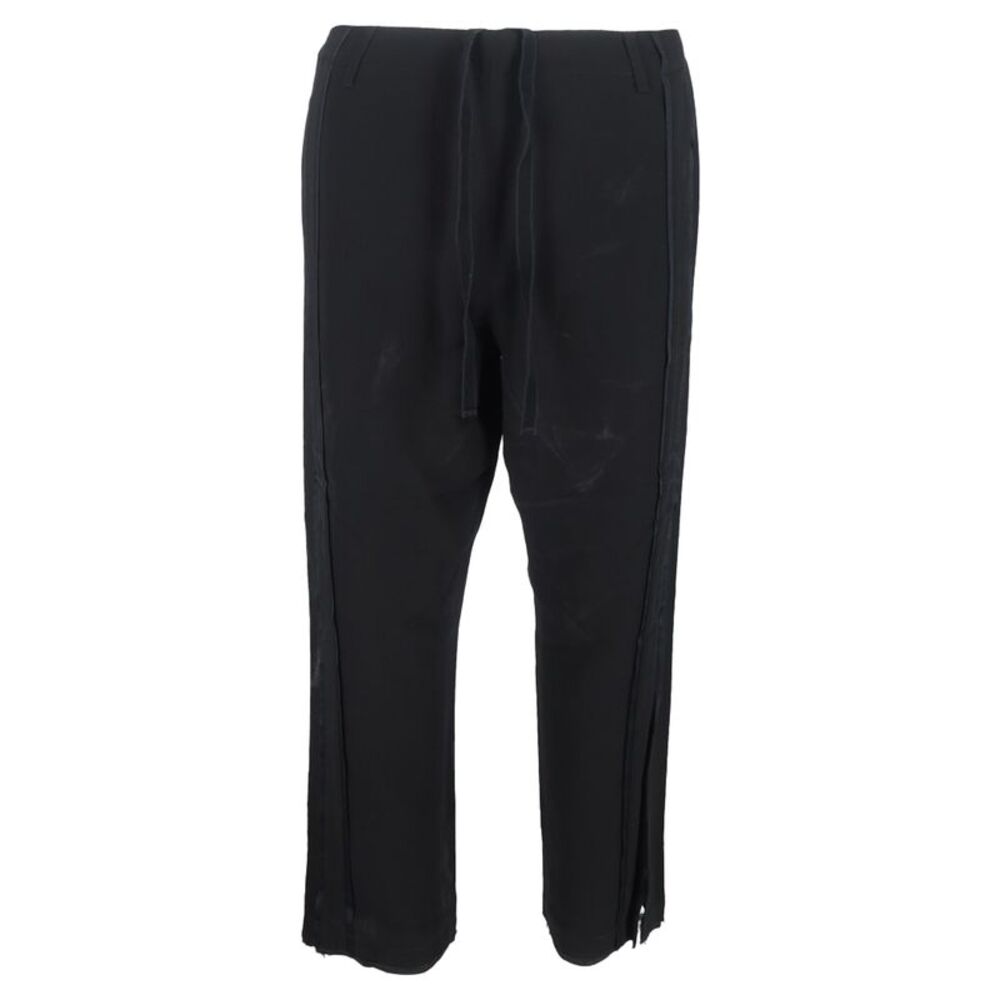 Ann Demeulemeester Drawstring Wide-Leg Trousers in Black Wool